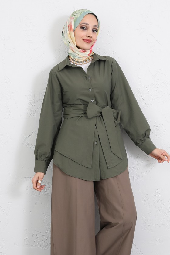 Çapraz Kuşaklı Gömlek Y0105 - HAKİ