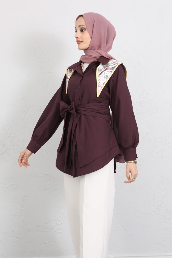 Çapraz Kuşaklı Gömlek Y0105 - MÜRDÜM