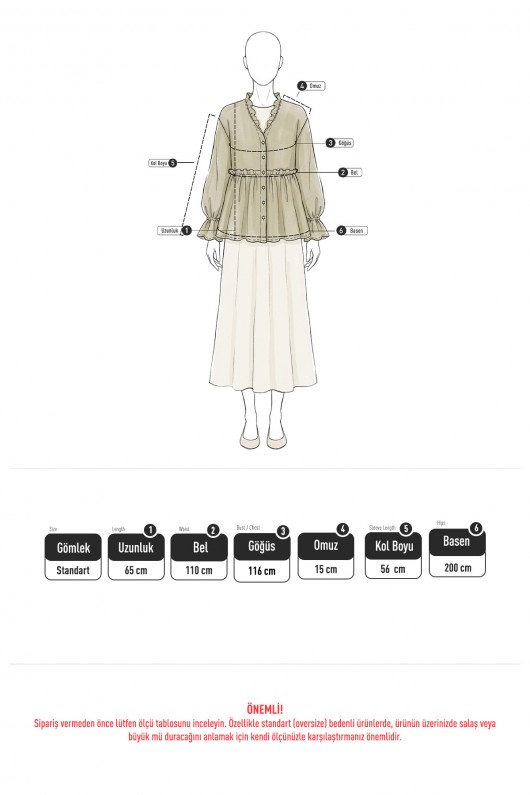 Fırfır Yaka Peplum Gömlek Y0107 - BEJ