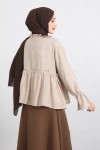 Fırfır Yaka Peplum Gömlek Y0107 - BEJ