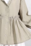 Fırfır Yaka Peplum Gömlek Y0107 - AÇIK HAKİ