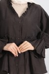 Fırfır Yaka Peplum Gömlek Y0107 - KAHVERENGİ