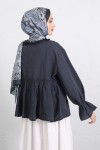 Fırfır Yaka Peplum Gömlek Y0107 - LACİVERT