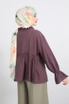 Fırfır Yaka Peplum Gömlek Y0107 - MÜRDÜM