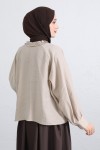  Yaka Bağcıklı Fırfırlı Gömlek Y0108 - BEJ