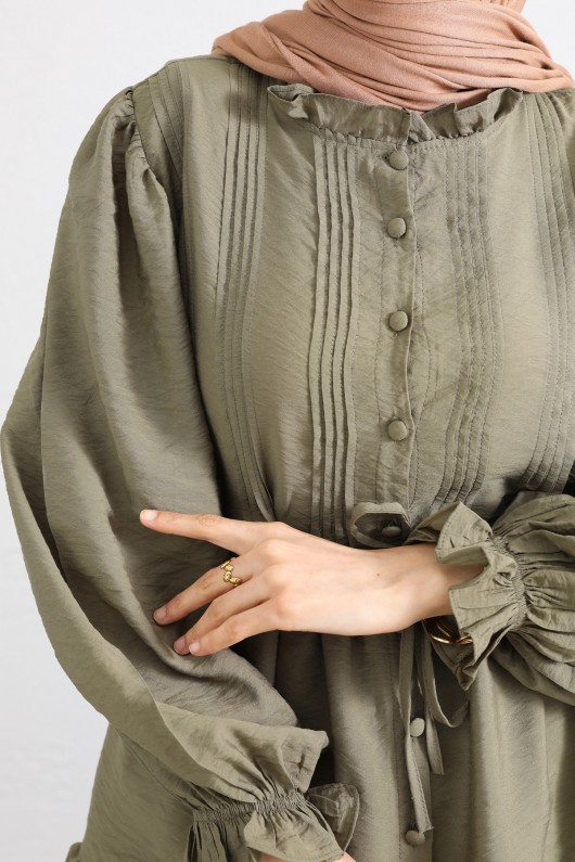 Yaka Nervürlü Gömlek Y0109 - HAKİ Yaka Nervürlü Gömlek Y0109 - HAKİ