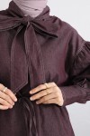 Yaka Bağlamalı Denim Takım Y0114 - BORDO