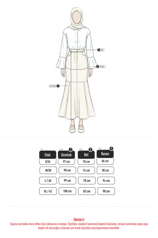 Kontrast Dikişli Denim Etek Y0115 - KAHVERENGİ Kontrast Dikişli Denim Etek Y0115 - KAHVERENGİ