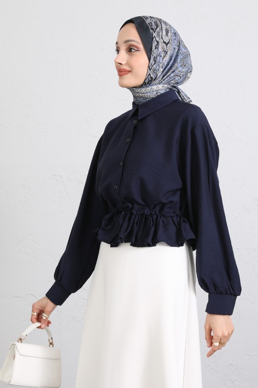 Belden Tünel Bağcıklı Gömlek Y0117 - LACİVERT