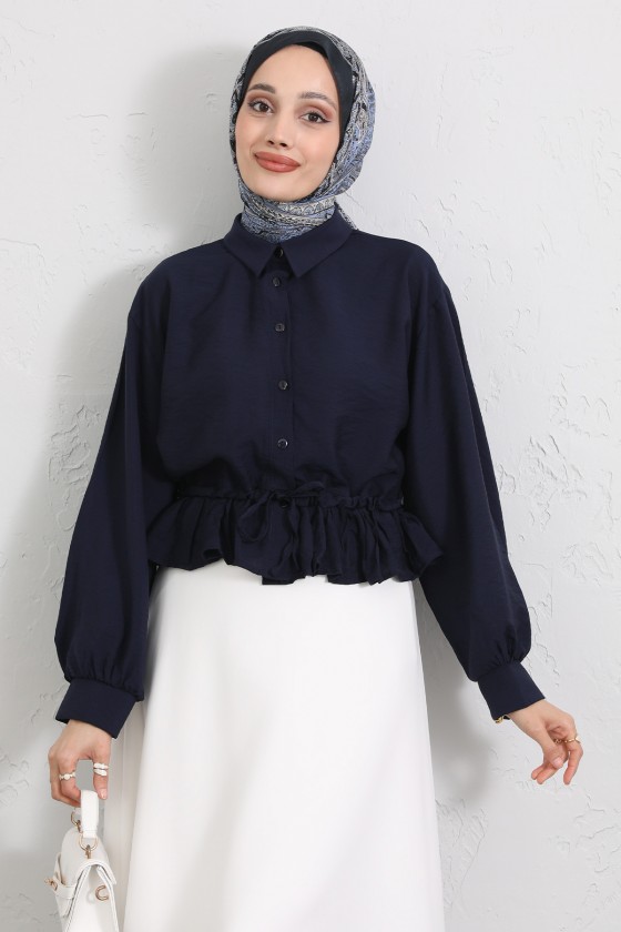 Belden Tünel Bağcıklı Gömlek Y0117 - LACİVERT