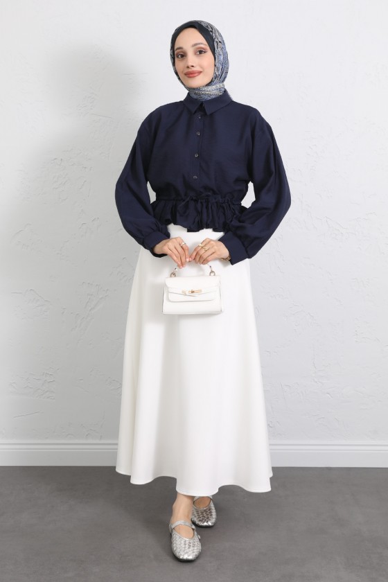 Belden Tünel Bağcıklı Gömlek Y0117 - LACİVERT