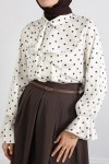 Puantiyeli Volan Yaka Gömlek Y0119 - EKRU